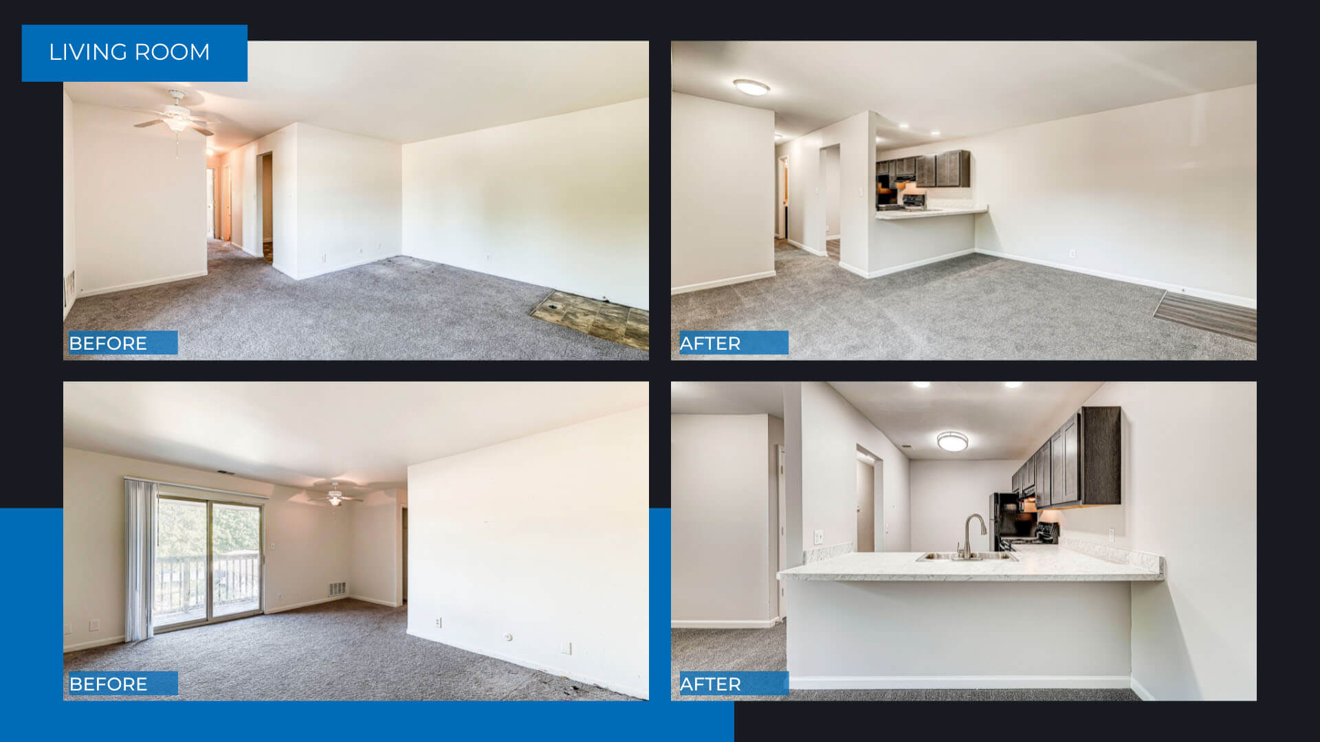 living room before and after